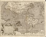 044 CARTA GEOGRAFICA ANTICA-Americhe CARTA STORICA