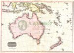 065 Carta geografica antica - Australia e Oceania  mappa storica epoca fine 1700