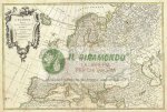 030 Carta geografica antica -Europa carta geografica storica anno 1760 circa
