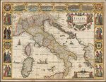 040 Carta geografica antica -Italia carta storica epoca 1580 circa