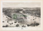 096 Carta geografica antica - New York e Brooklin mappa antica panoramica epoca 1850 circa