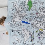 Copripiumino planisfero da colorare 200 x 140 cm