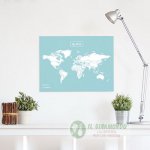 Planisfero in sughero azzurro 60 x 45 cm