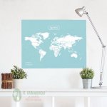 Planisfero in sughero azzurro 90x60 cm