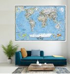 Planisfero da Parete con Puntine - Stampa su Tela - Regalo per il  Viaggiatore - 3 Dimensioni: 100x70 cm / 120x80 cm / 150x100 cm - 100  Puntines - Cielo Blu : : Prodotti Handmade