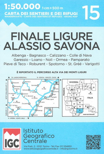 Carta dei sentieri e dei rifugi Savona 1:50.000 15 Finale Ligure Alassio Carta n 